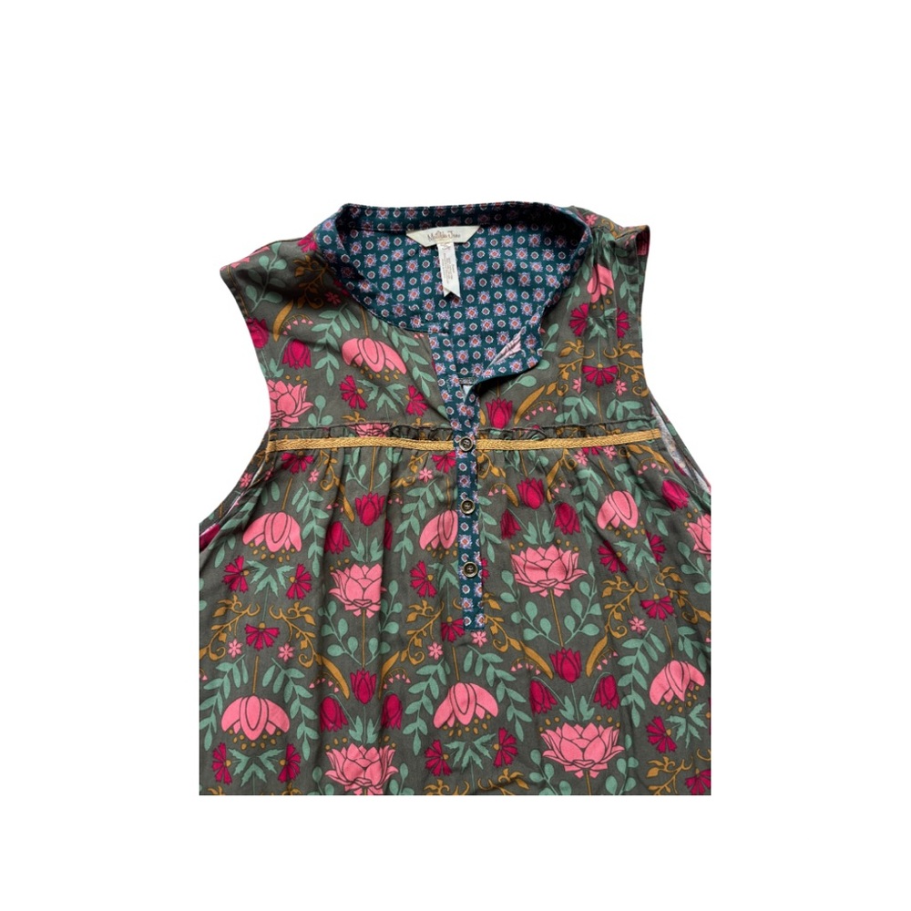 Matilda Jane Breaking New Ground Green Floral Print Lace Trim Shift Dress - Picture 4 of 5